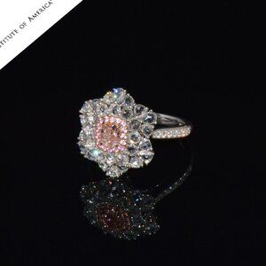 GIA Natural 1.55CTS VS Pink Diamond Sapphire 18K Gold Floral 2-IN-1 Pendant Ring
